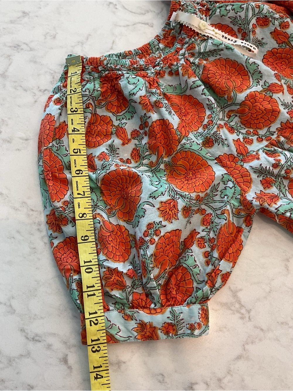 Uncle Frank Women’s Boho Floral Puff-Sleeve Dress in Orange & Sage size S/M - Picture 5 of 9
